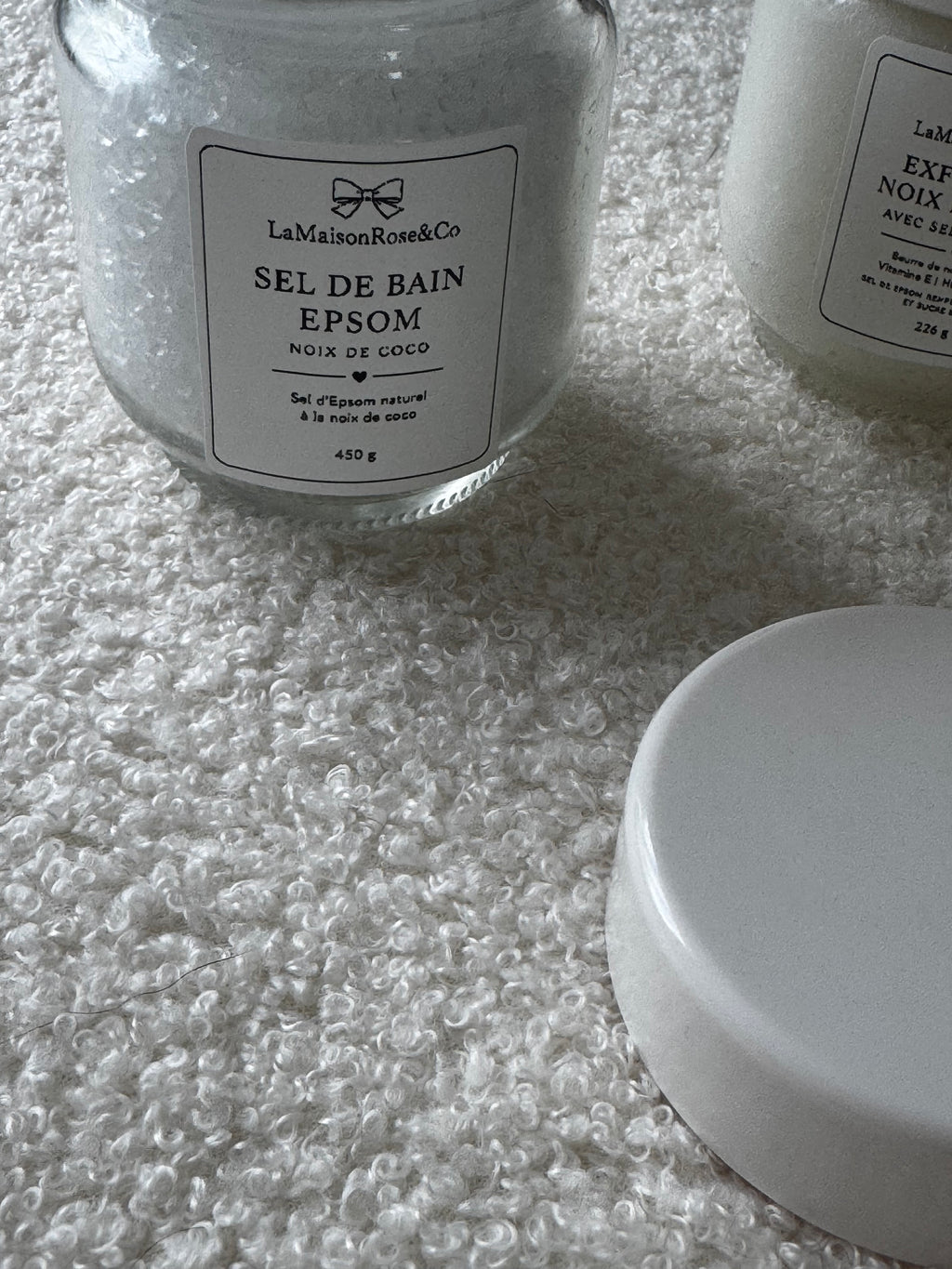 Sel naturel d’Epsom — LaMaisonRose & Co
Fait à la main • Format 450 g