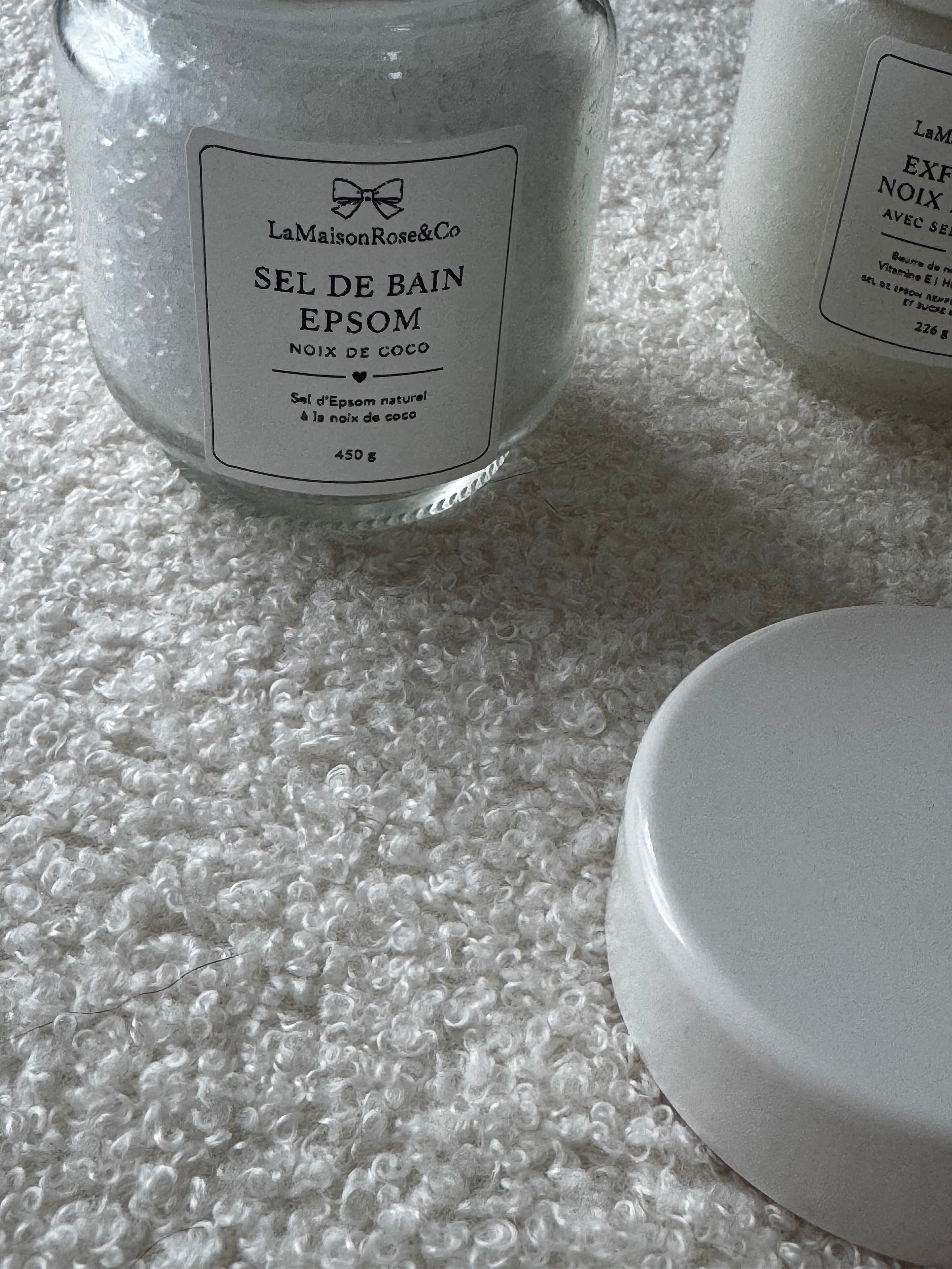 Sel naturel d’Epsom — LaMaisonRose & Co
Fait à la main • Format 450 g