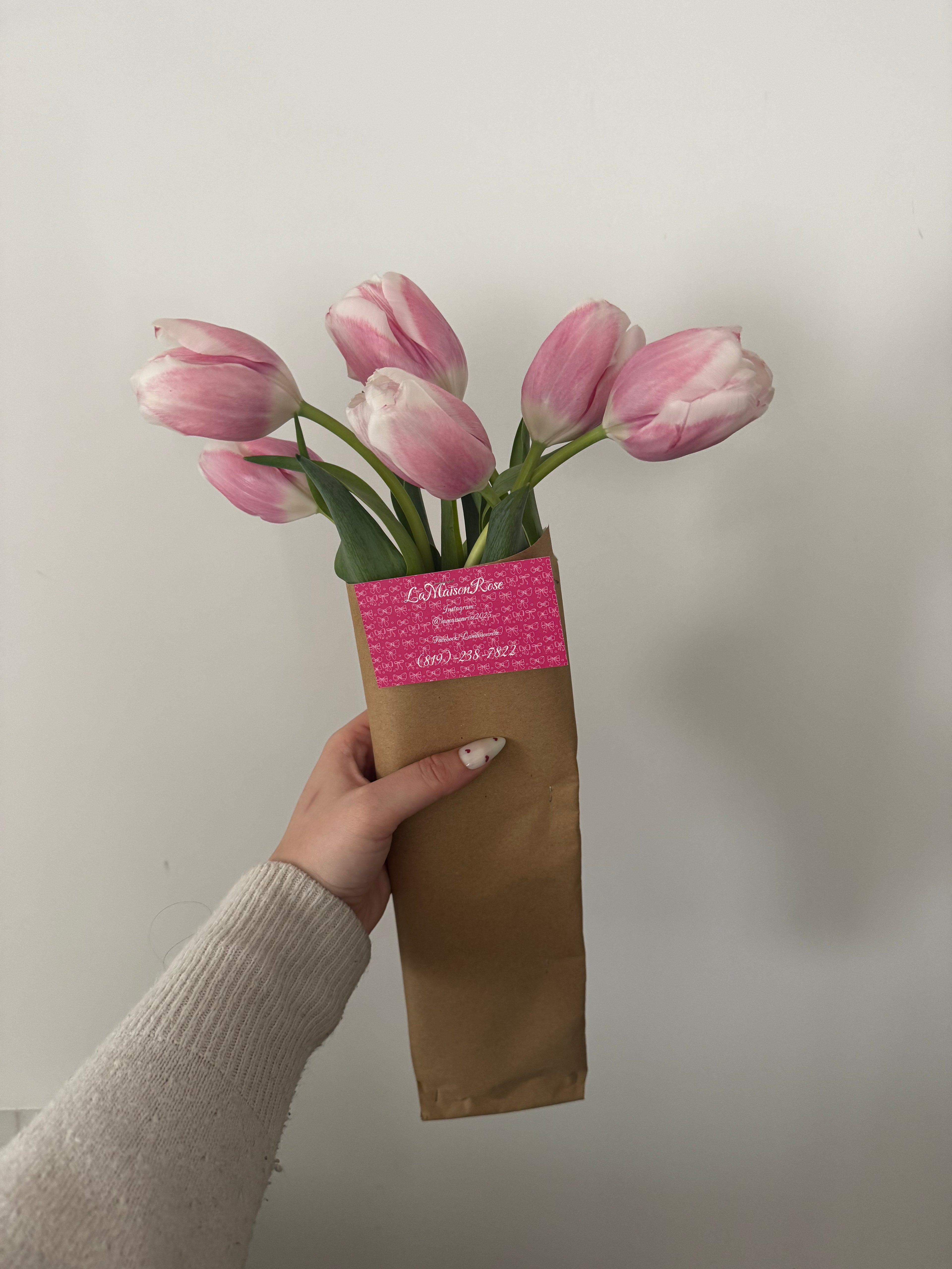 Bouquet LaMia Rose six tulipes