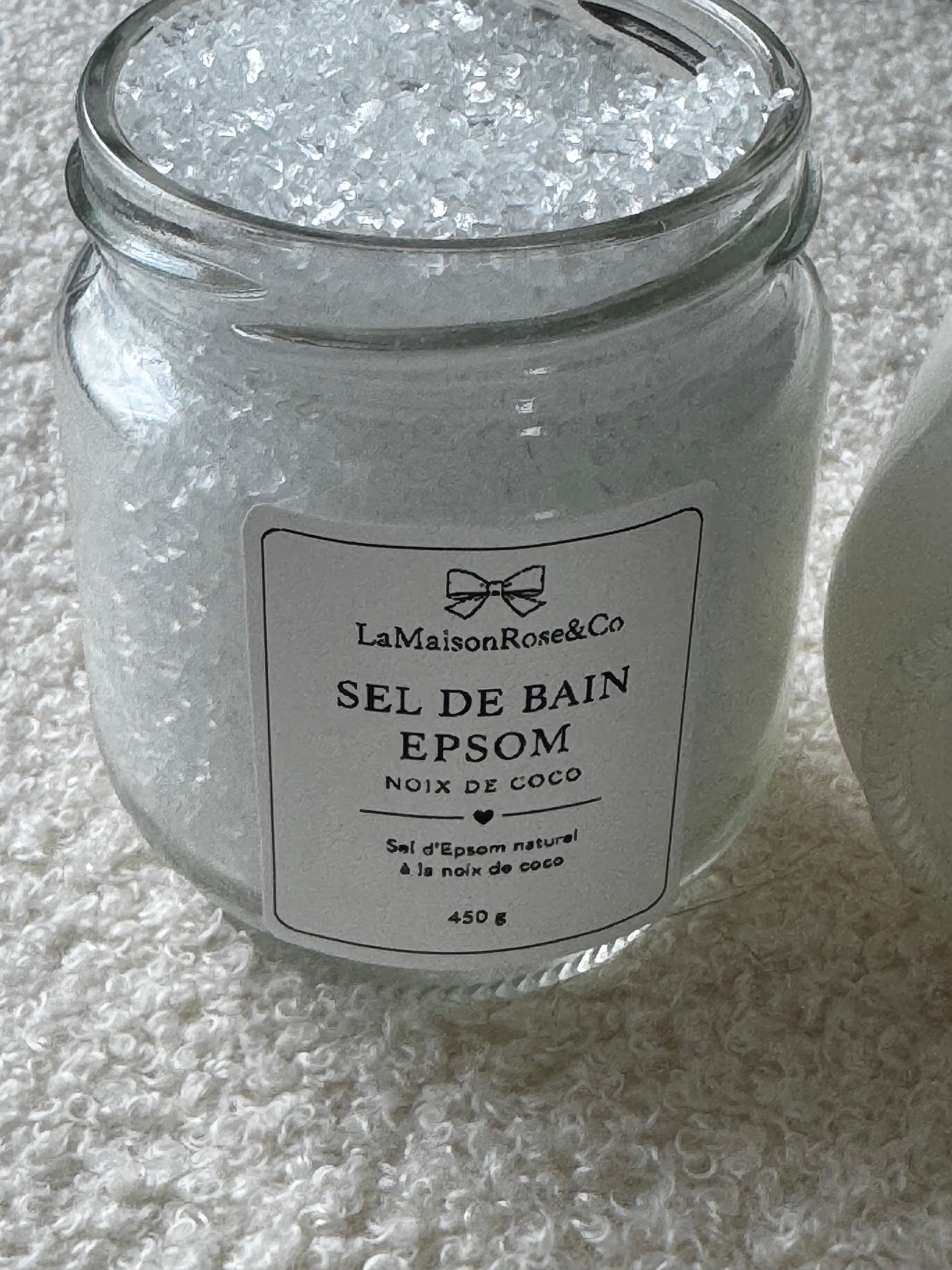 Sel naturel d’Epsom — LaMaisonRose & Co
Fait à la main • Format 450 g
