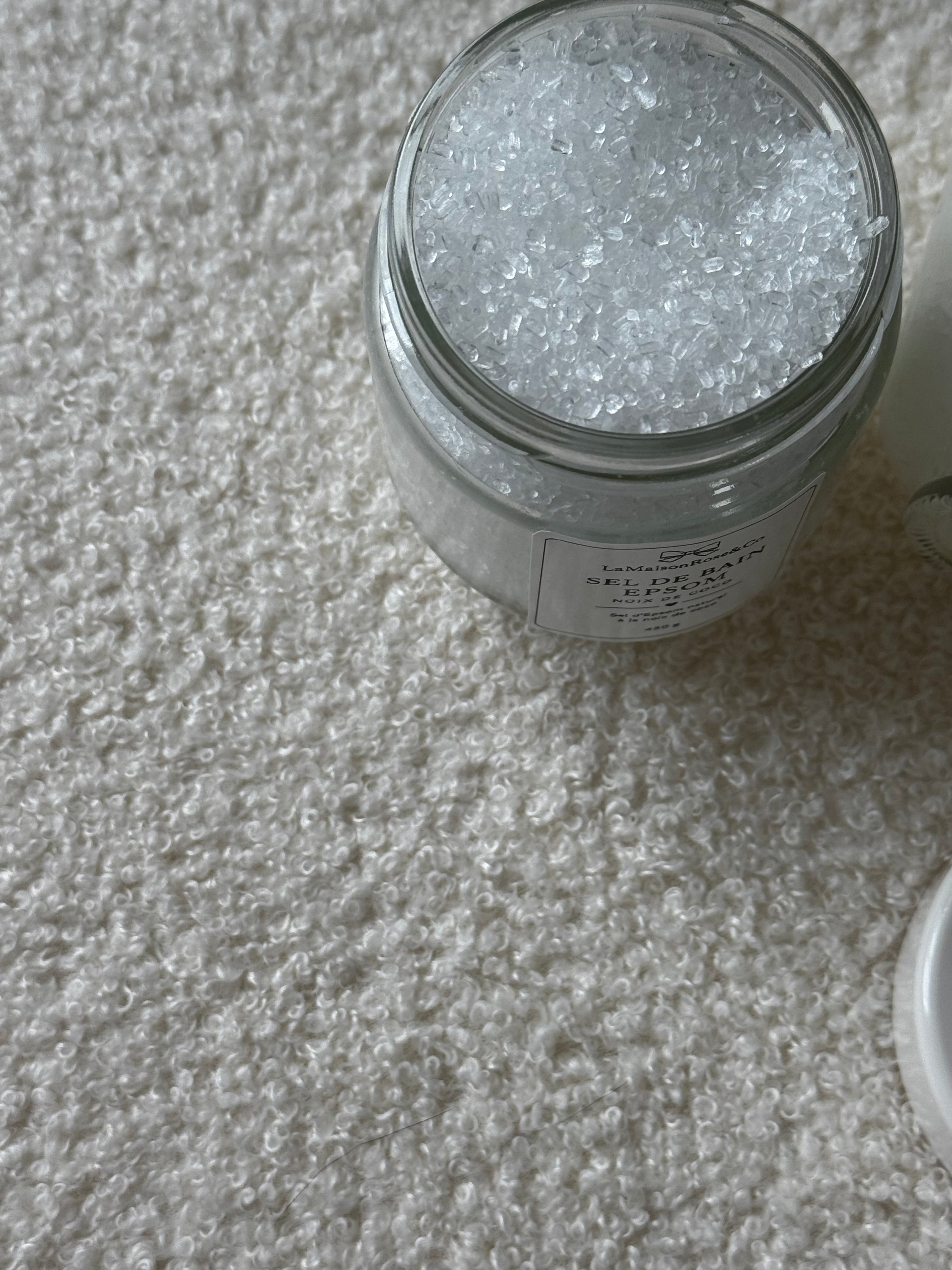 Sel naturel d’Epsom — LaMaisonRose & Co
Fait à la main • Format 450 g