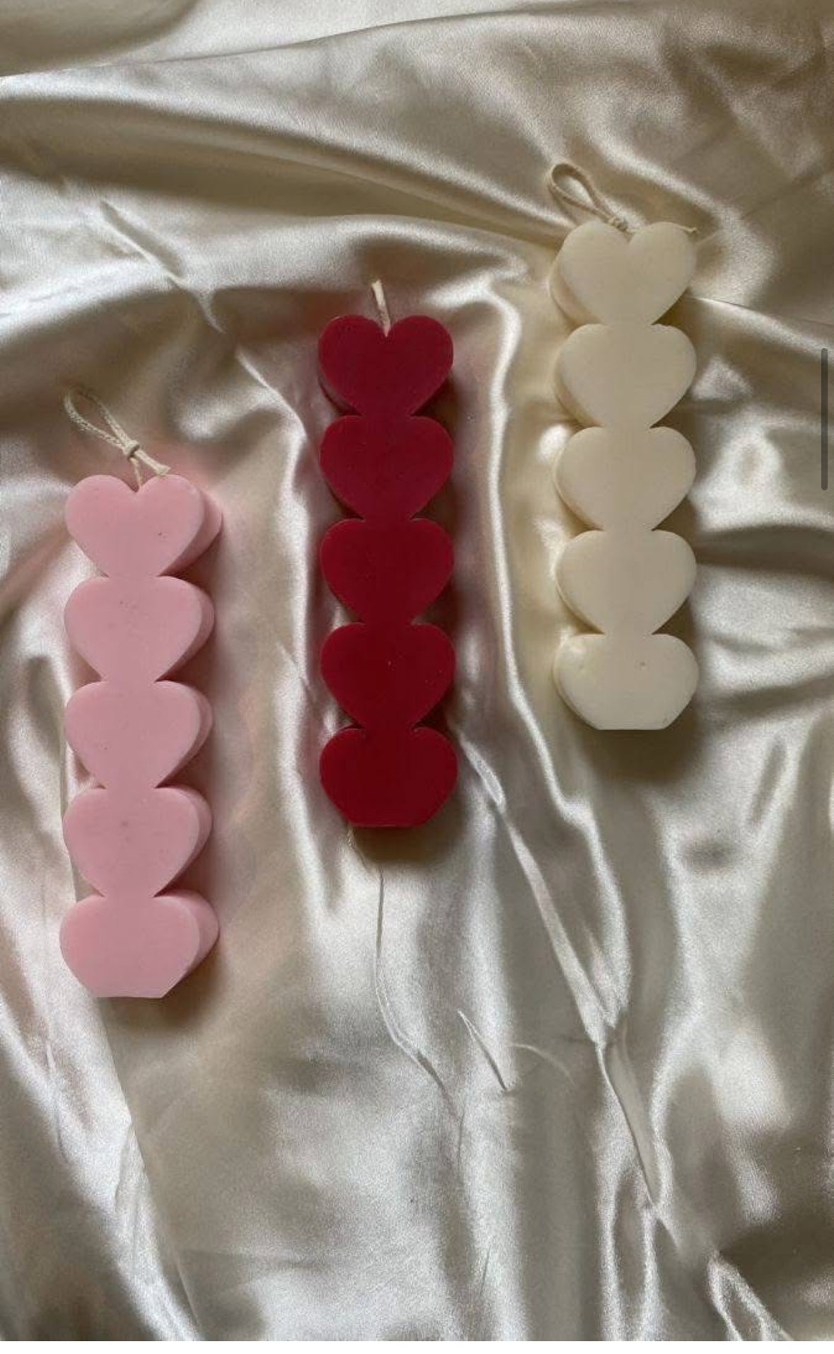 Ensemble de trois minis chandelles à tour en coeur