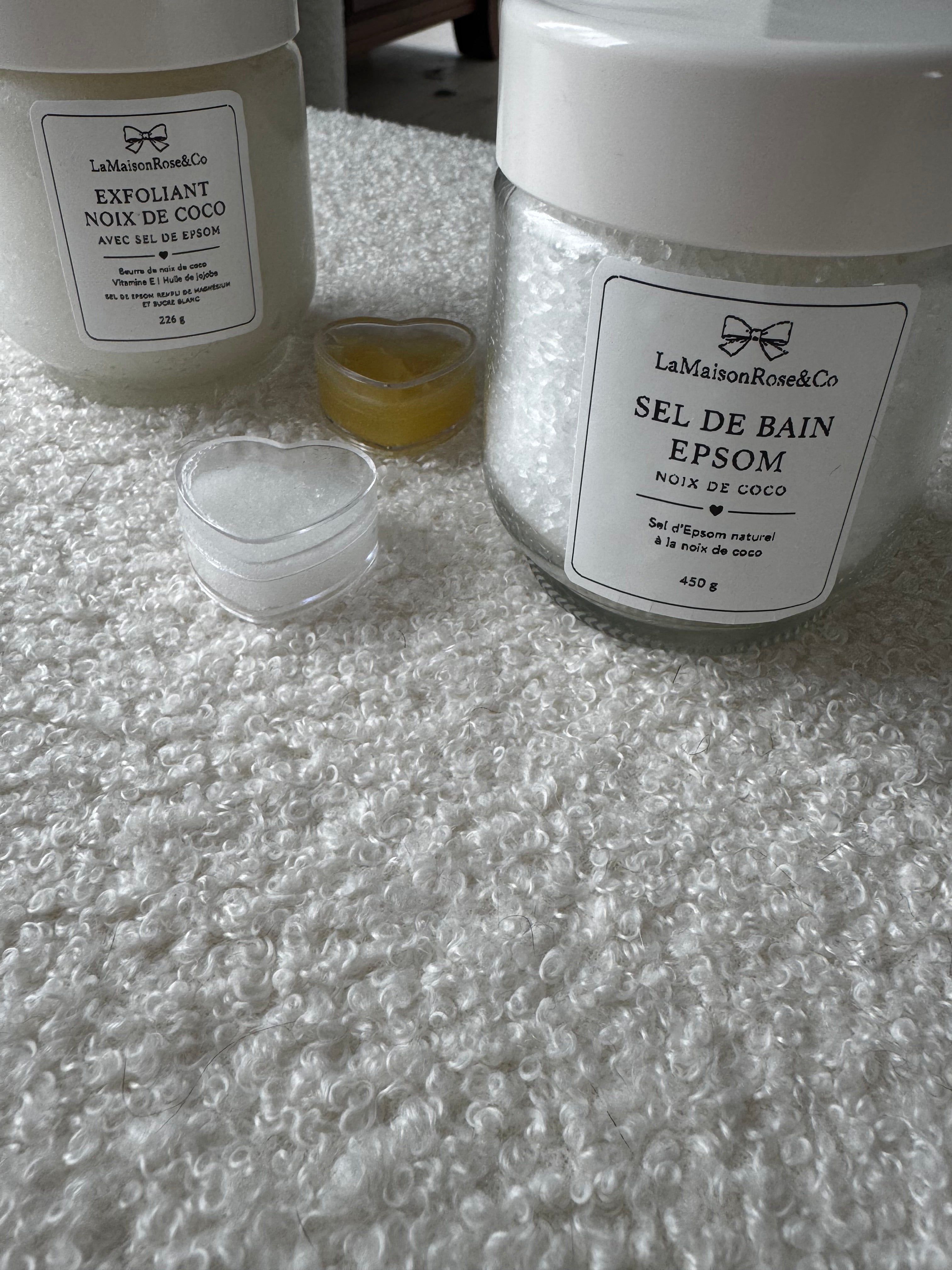 Sel naturel d’Epsom — LaMaisonRose & Co
Fait à la main • Format 450 g