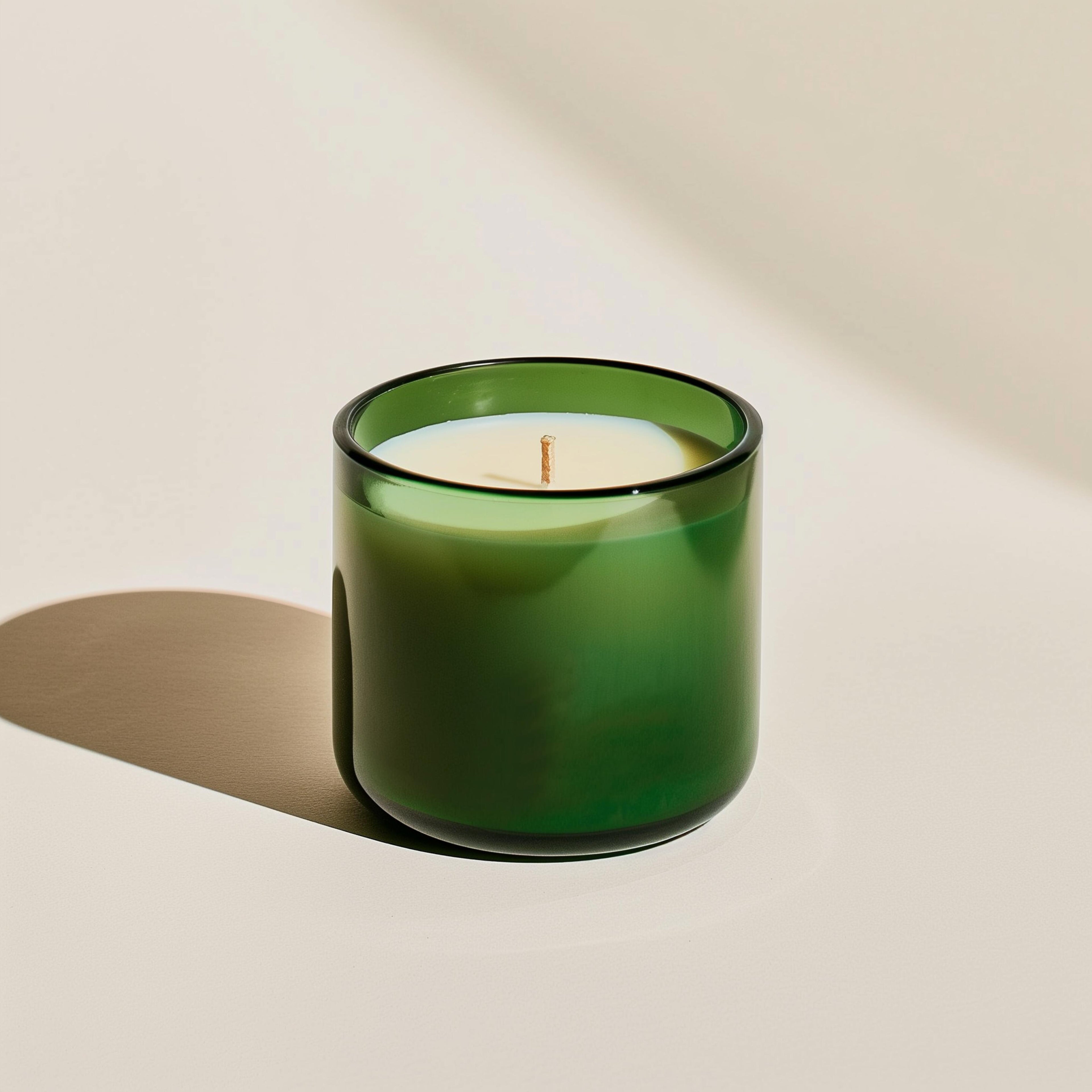 Chandelle en pot de verre vert